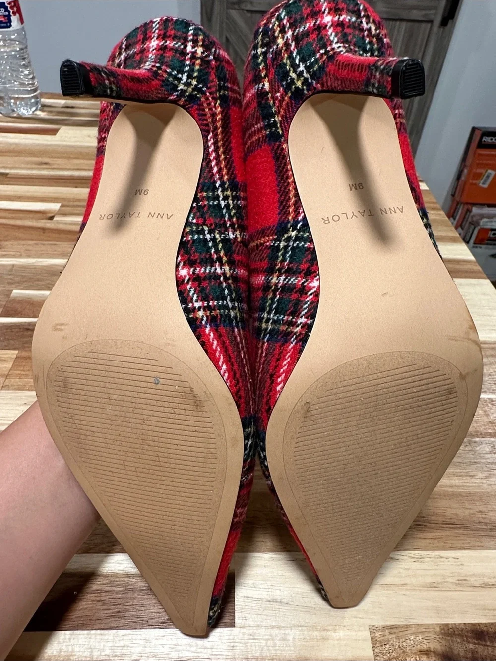Ann Taylor Red Plaid Pointed-Toe Pumps 464